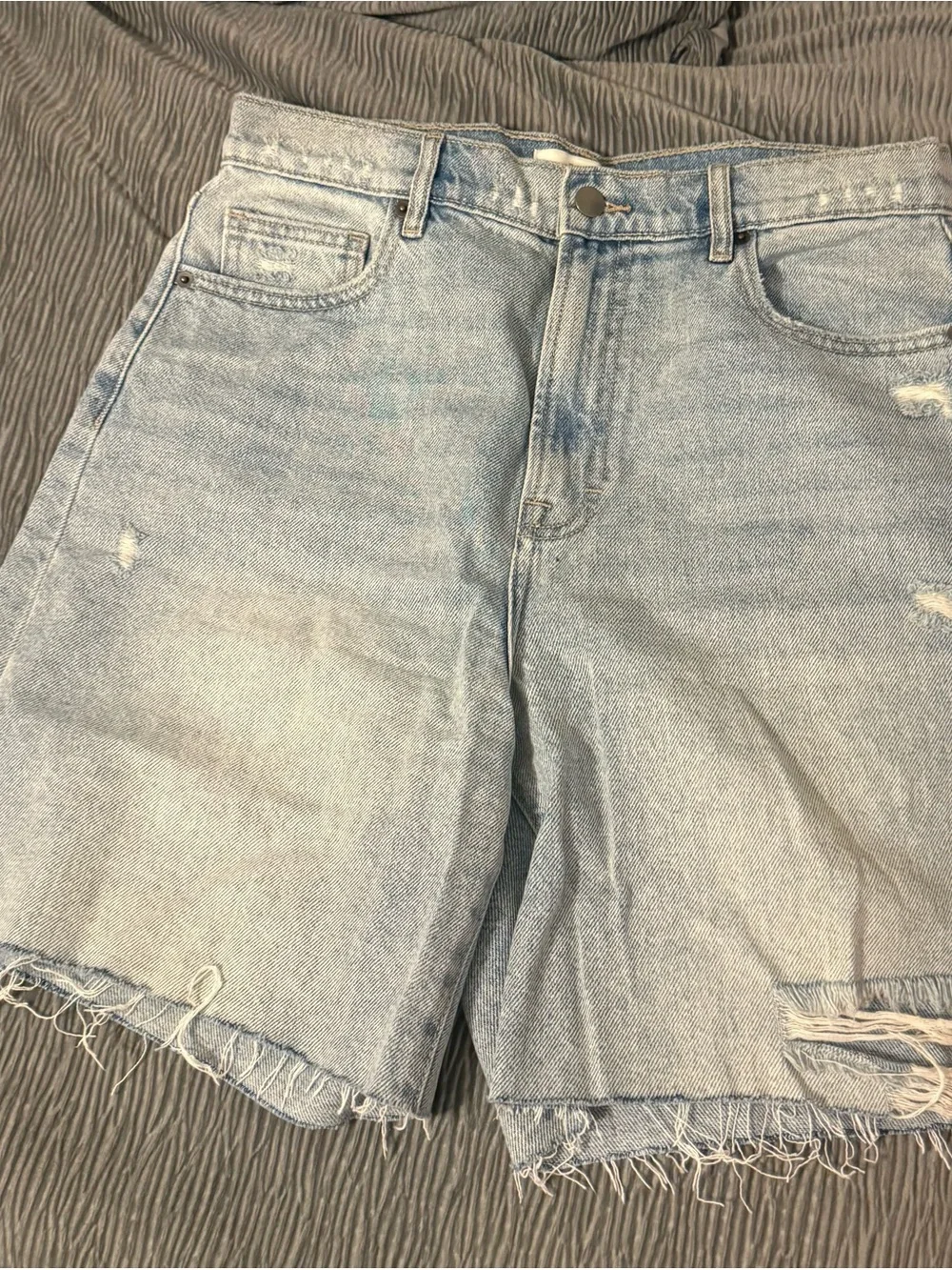 Vici Light Blue Distressed Denim Cutoff Shorts